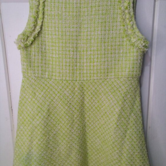 Zara Dress Girls 8 Sleeveless Tweed Raw Rem Green - Picture 5 of 16